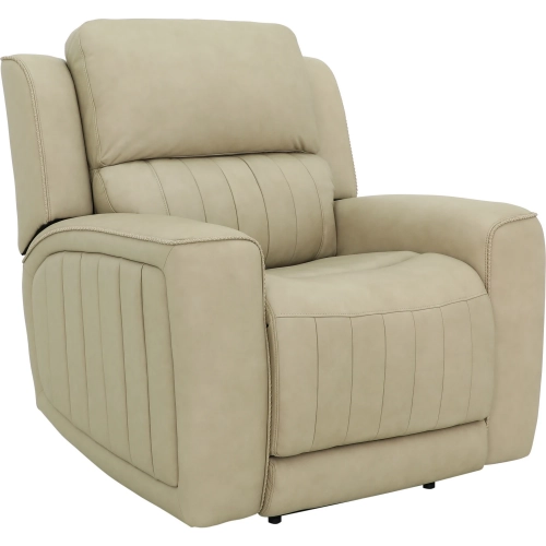 Pierce Zero Gravity Triple Power Recliner in Cashmere Stone Off-White Top-Grain Leather